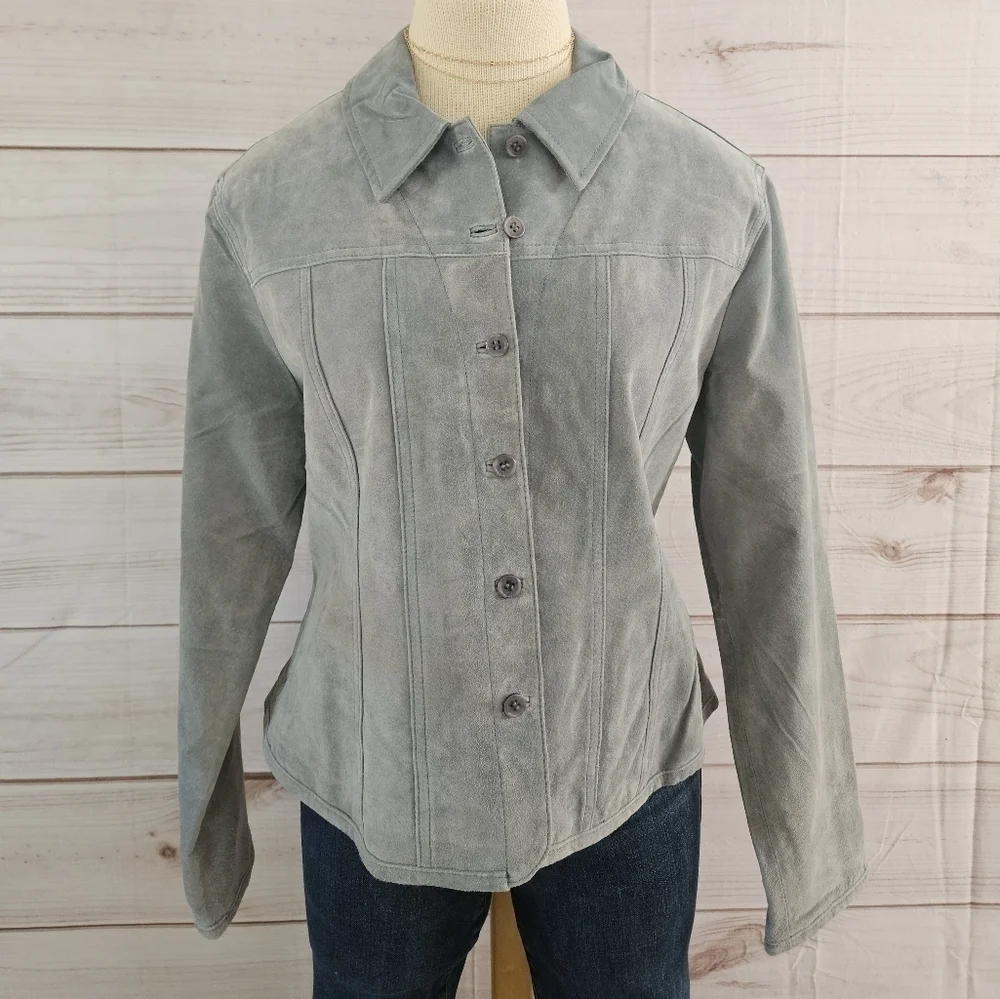 Vintage J Marco Tailored Suede Jacket in Cool Blue Size Large